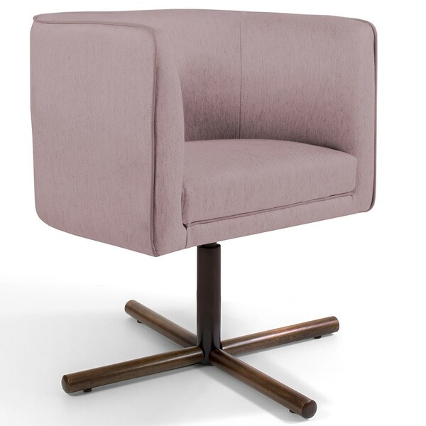 Poltrona Decorativa Giratória Base X Betina D02 Veludo Rosê D