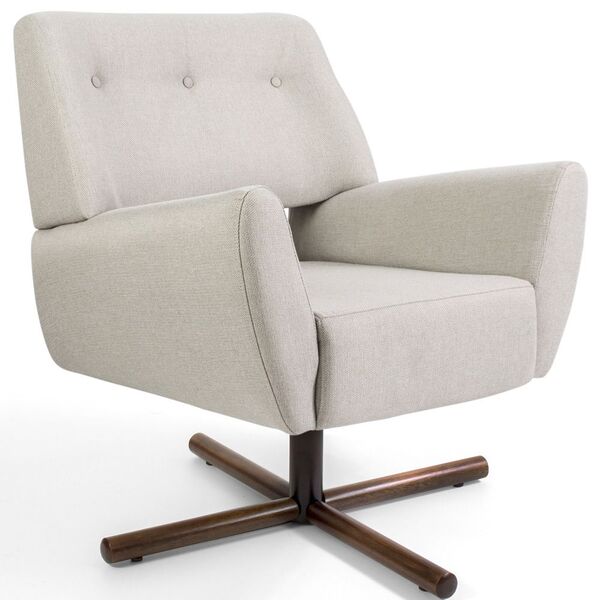 Poltrona Decorativa Giratória Base X Melli D02 Algodão Bege C