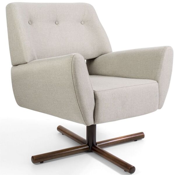 Poltrona Decorativa Giratória Base X Melli D02 Rústico Bege B