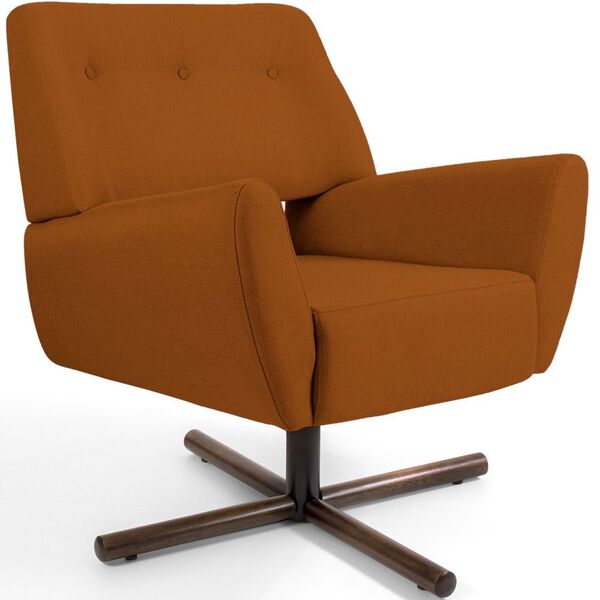 Poltrona Decorativa Giratória Base X Melli D02 Veludo Telha C