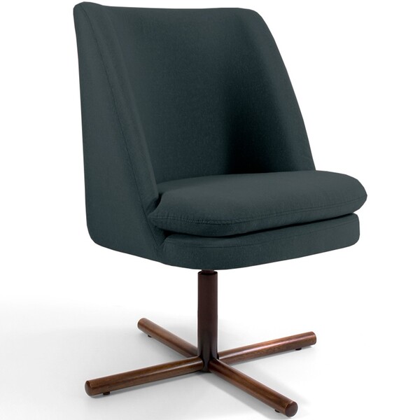 Poltrona Decorativa Giratória Base X Pérsia D02 Linho Chumbo