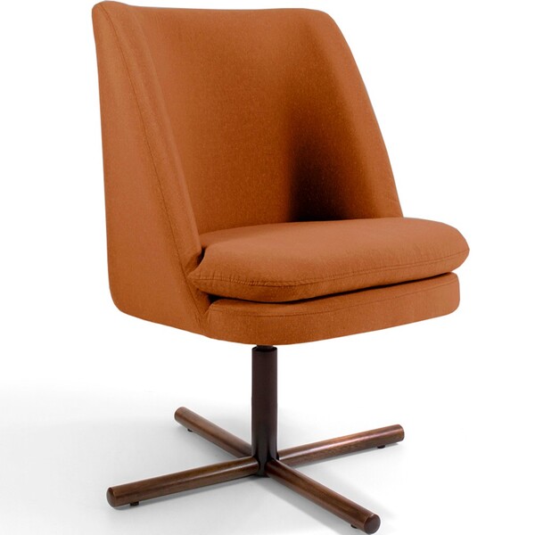 Poltrona Decorativa Giratória Base X Pérsia D02 Veludo Telha