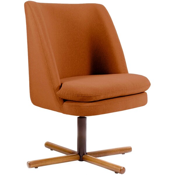 Poltrona Decorativa Giratória Base X Pérsia D02 Veludo Telha