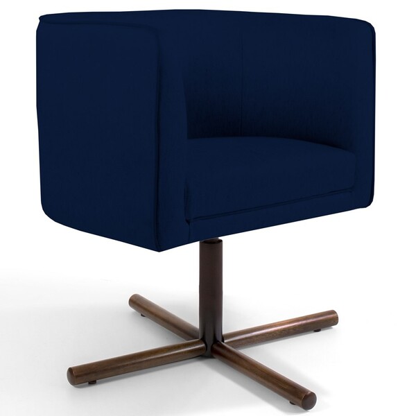 Poltrona Decorativa Giratória Base Xis Madeira Betina C-304 V