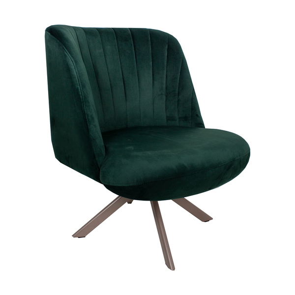 Poltrona Decorativa Giratória Champagne Dortmund Veludo Esmer