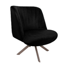 Poltrona Decorativa Giratória Champagne Dortmund Veludo Preto