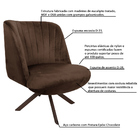 Poltrona Decorativa Giratória Chocolate Dortmund Veludo Marro