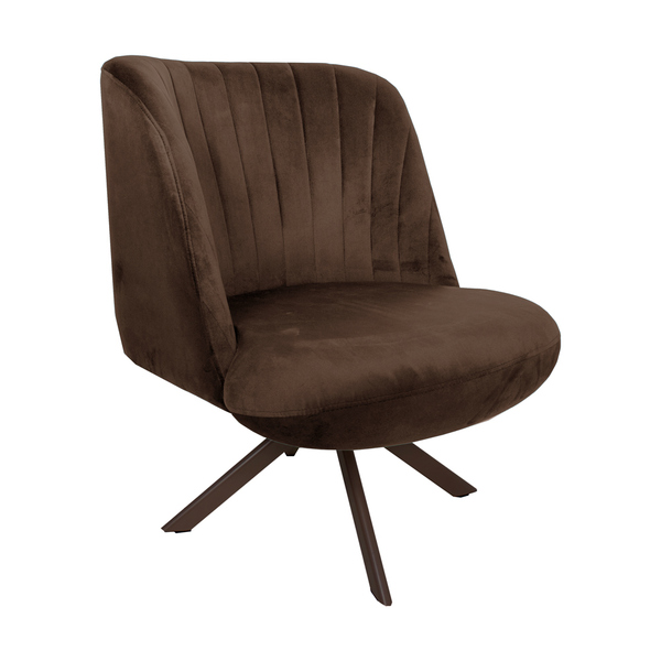 Poltrona Decorativa Giratória Chocolate Dortmund Veludo Marro