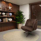 Poltrona Decorativa Giratória Chocolate Dortmund Veludo Marro