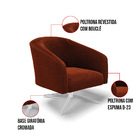 Poltrona Decorativa Giratória Cromada Kit 2 Stella Bouclê D03