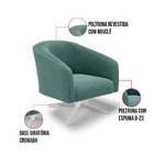 Poltrona Decorativa Giratória Cromada Kit 2 Stella Bouclê D03