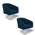 Poltrona Decorativa Giratória Cromada Kit 2 Stella Bouclê D03