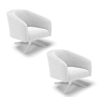 Poltrona Decorativa Giratória Cromada Kit 2 Stella Bouclê Off