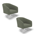 Poltrona Decorativa Giratória Cromada Kit 2 Stella Bouclê Pis