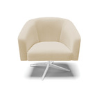 Poltrona Decorativa Giratória Cromada Kit 2 Stella Linho Arei