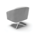 Poltrona Decorativa Giratória Cromada Kit 2 Stella Suede Cinz