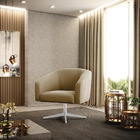 Poltrona Decorativa Giratória Cromada Kit 2 Stella Suede D03