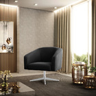 Poltrona Decorativa Giratória Cromada Kit 2 Stella Suede D03