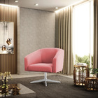 Poltrona Decorativa Giratória Cromada Kit 2 Stella Suede D03