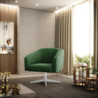 Poltrona Decorativa Giratória Cromada Kit 2 Stella Suede D03