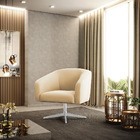 Poltrona Decorativa Giratória Cromada Kit 2 Stella Suede D03