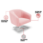 Poltrona Decorativa Giratória Cromada Kit 2 Stella Suede D03
