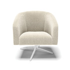 Poltrona Decorativa Giratória Cromada Stella Bouclê Bege D03