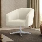 Poltrona Decorativa Giratória Cromada Stella Bouclê Bege D03