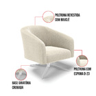 Poltrona Decorativa Giratória Cromada Stella Bouclê D03 - D'r