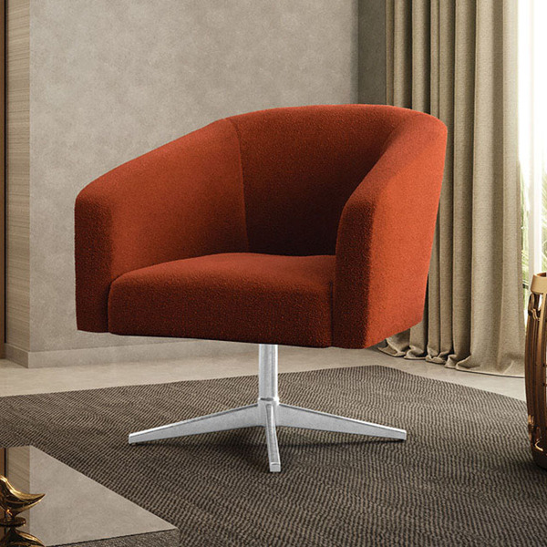 Poltrona Decorativa Giratória Cromada Stella Bouclê D03 - D'r