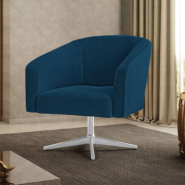Poltrona Decorativa Giratória Cromada Stella Bouclê D03 - D'r