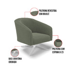 Poltrona Decorativa Giratória Cromada Stella Bouclê D03 - D'r