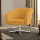 Poltrona Decorativa Giratória Cromada Stella Bouclê Mostarda
