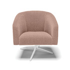 Poltrona Decorativa Giratória Cromada Stella Bouclê Rosê D03