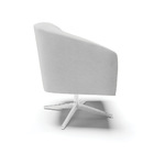 Poltrona Decorativa Giratória Cromada Stella Linho Cinza D03