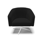 Poltrona Decorativa Giratória Cromada Stella Linho Preto D03