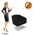 Poltrona Decorativa Giratória Cromada Stella Linho Preto D03