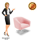 Poltrona Decorativa Giratória Cromada Stella Suede D03 - D'ro