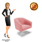 Poltrona Decorativa Giratória Cromada Stella Suede D03 - D'ro