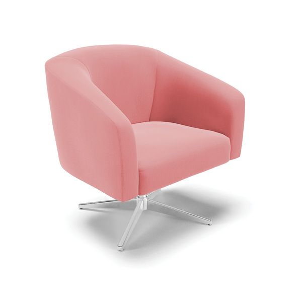 Poltrona Decorativa Giratória Cromada Stella Suede D03 - D'ro