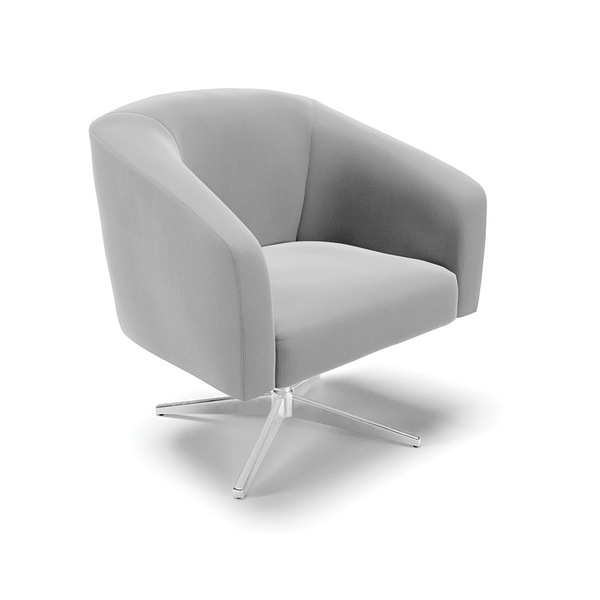 Poltrona Decorativa Giratória Cromada Stella Suede D03 - D'ro