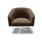 Poltrona Decorativa Giratória Cromada Stella Suede Marrom D03