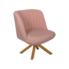 Poltrona Decorativa Giratória De Madeira Dortmund Algodão/pol