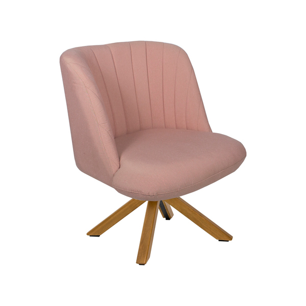 Poltrona Decorativa Giratória De Madeira Dortmund Algodão/pol