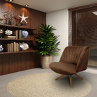 Poltrona Decorativa Giratória De Madeira Dortmund Veludo Marr