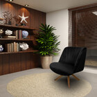 Poltrona Decorativa Giratória De Madeira Dortmund Veludo Pret