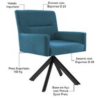 Poltrona Decorativa Giratória Eiffel Preto Angel D02 Veludo A