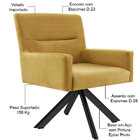 Poltrona Decorativa Giratória Eiffel Preto Angel D02 Veludo M