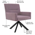 Poltrona Decorativa Giratória Eiffel Preto Angel D02 Veludo R