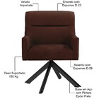 Poltrona Decorativa Giratória Eiffel Preto Angel D02 Veludo T